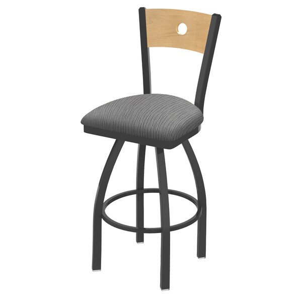 25" Swivel Counter Stool, Pewter Finish, Nat Back, Graph Seat